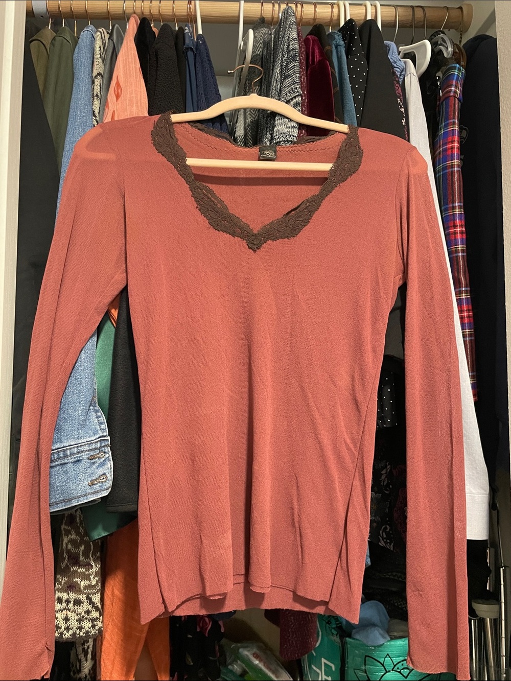 Only Hearts NYC Helena Stuart Burgundy Red Nylon Transparent Blouse 90s Boho